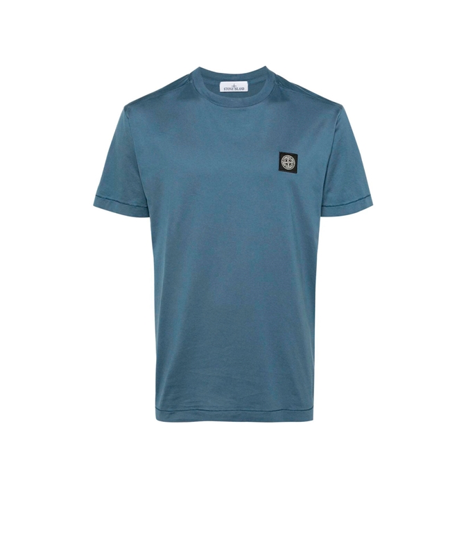 【美品】Stone  Tシャツ ネイビー　L 8015-24113 T-SHIRT WITH BLACK APPLICATION Stone Island - Sale